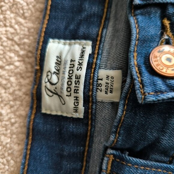 J. Crew Lookout High Rise Skinny Retro 80s Distressed Boho Patchwork Jeans 28T - Picture 8 of 12